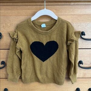 Brown Sweater with Black Heart Design